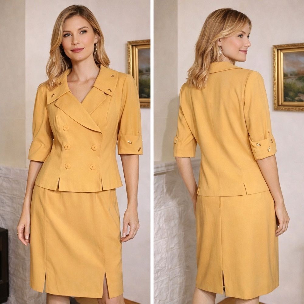Louis Feraud 100% Wool Skirt & Jacket Suit Set